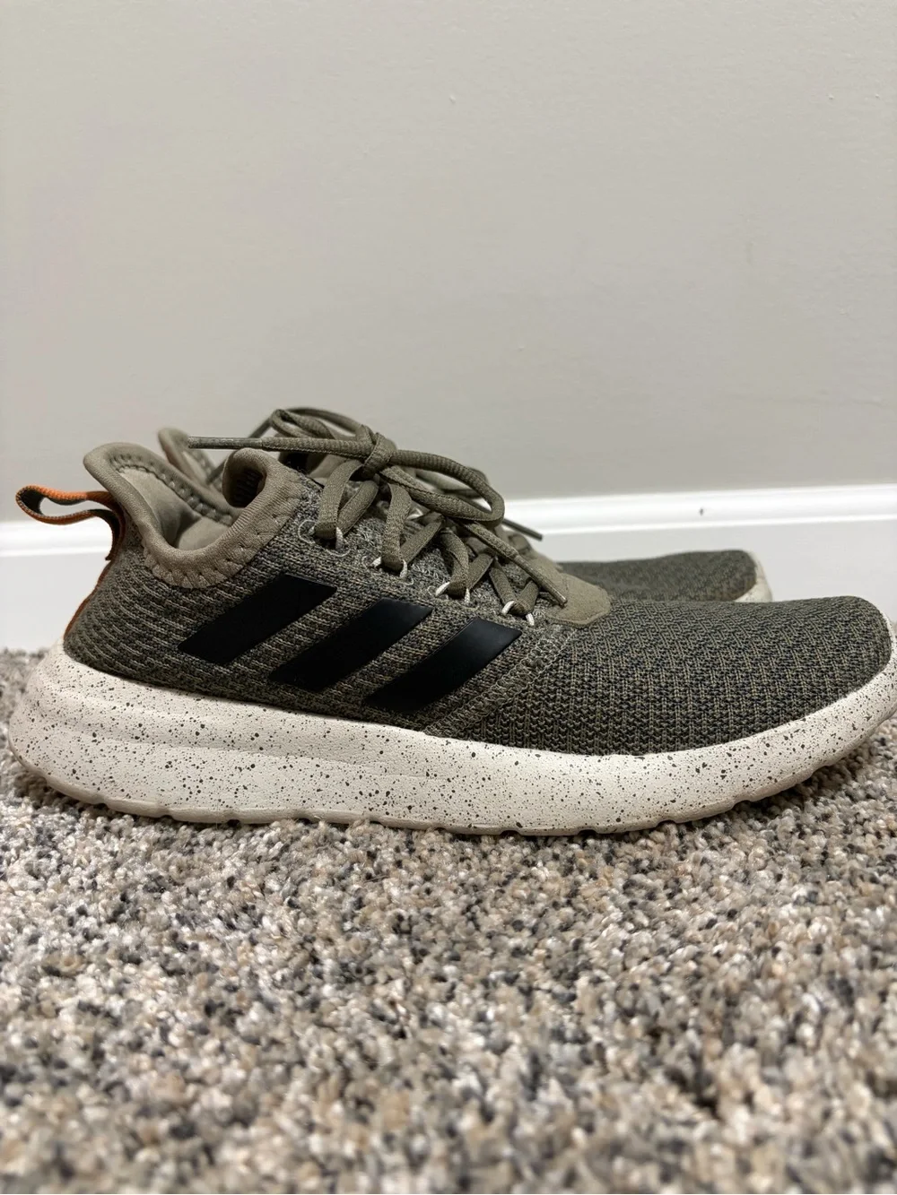 adidas Olive Green Knit Sneakers with Black Stripes